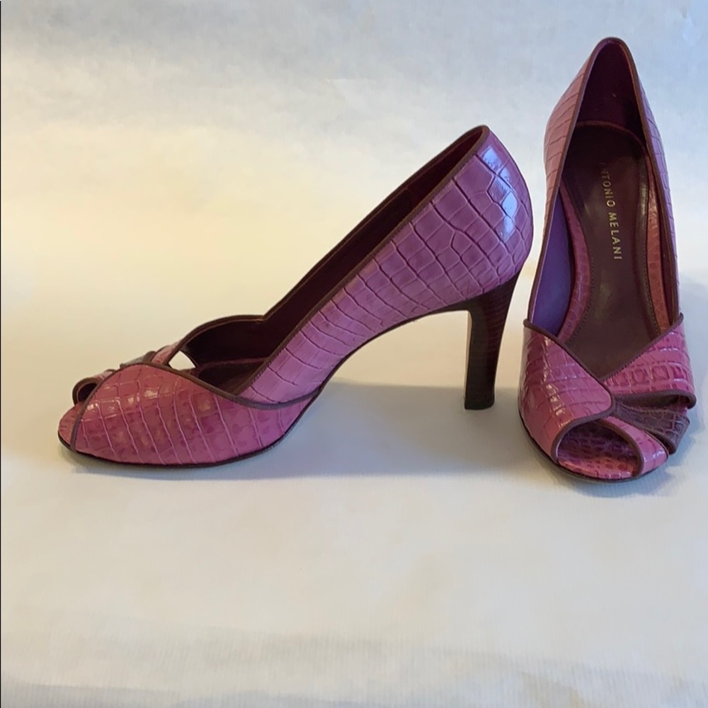 Pink Faux Eel skin heels